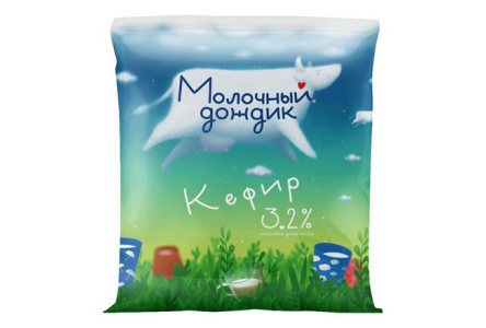 Кефир МОЛОЧНЫЙ ДОЖДИК 450гр 3,2% 1/5шт полиэтилен Продукт без заменителя молочного жира