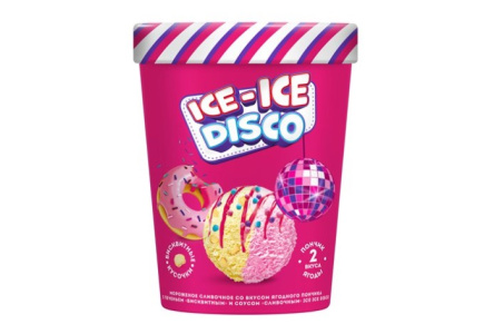 Мороженое ICE-ICE DISCO 260гр Ягодный пончик с печеньем/соусом 1/8шт Инмарко БЗМЖ