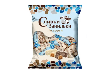 Конфеты АССОРТИ 200гр Сливки/ванильки/какао 1/25шт Сладкий орешек