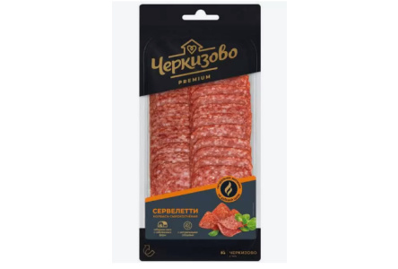 Колбаса сырокопченая ЧЕРКИЗОВО 85гр Сервелетти Premium нарезка 1/12шт