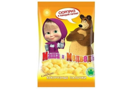 Кукурузные палочки МАША И МЕДВЕДЬ 75гр 1/14шт Сладкая сказка