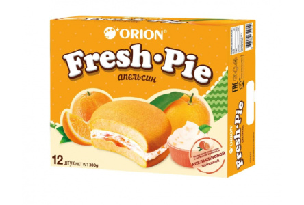 Печенье бисквитное ORION FRESH PIE 300гр Апельсин 1/8шт