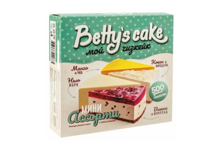 Пирог сырный Чизкейк BETTYS CAKE 500гр Ассорти мини 1/8шт