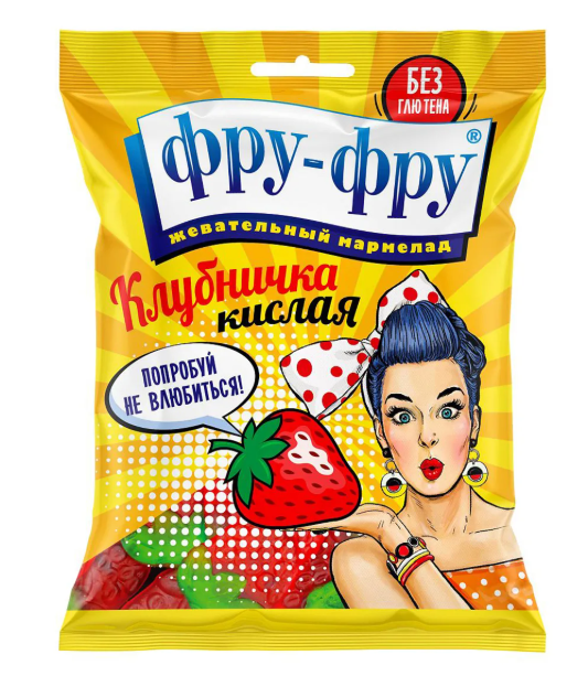 Мармелад ФРУ-ФРУ 80гр Кислая клубника 1/12шт Сладкая сказка