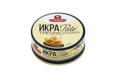 Икра трески САНТА БРЕМОР 90гр Деликатесная люкс ж/б 1/6шт