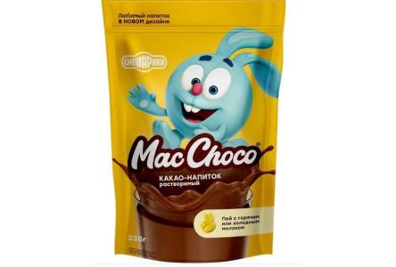 Какао напиток растворимый MACCHOCO 235гр Смешарики с маршмеллоу д/пак 1/12шт