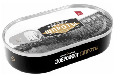 Шпроты ДОБРОФЛОТ 175гр Балтийские б/г копченые в масле HANSA ж/б 1/24шт