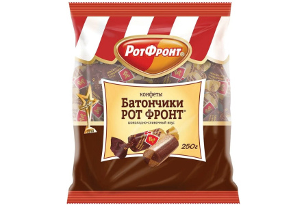 Конфеты БАТОНЧИК 250гр Шоколадно-сливочный вкус 1/10шт Рот Фронт