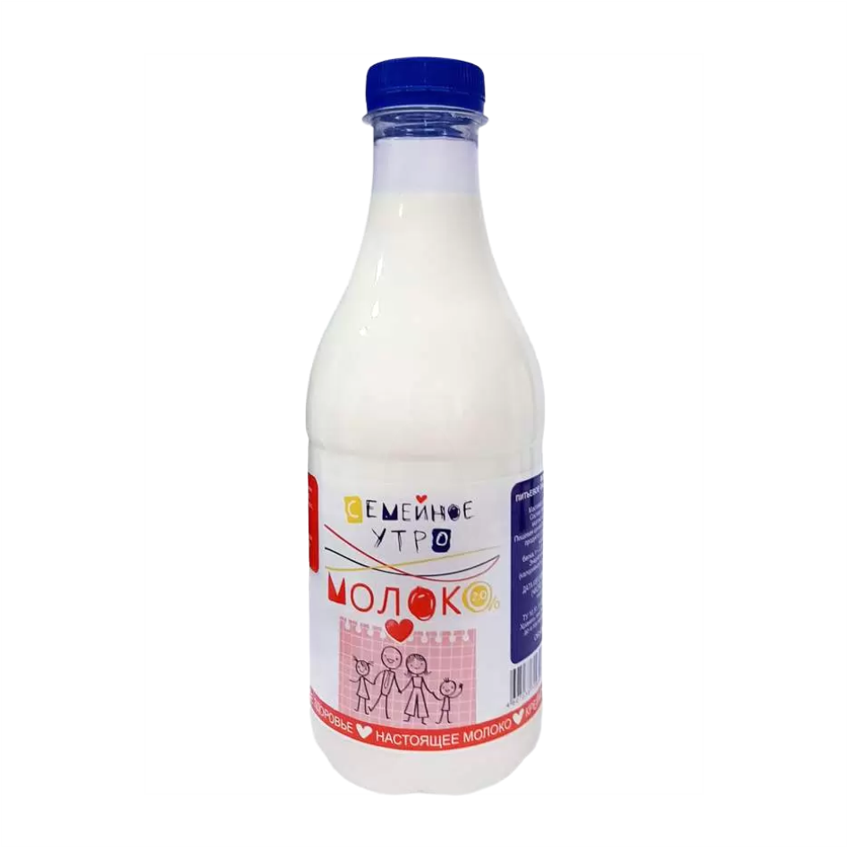 Молоко СЕМЕЙНОЕ УТРО 850мл 2% Пастеризованное ПЭТ 1/6шт