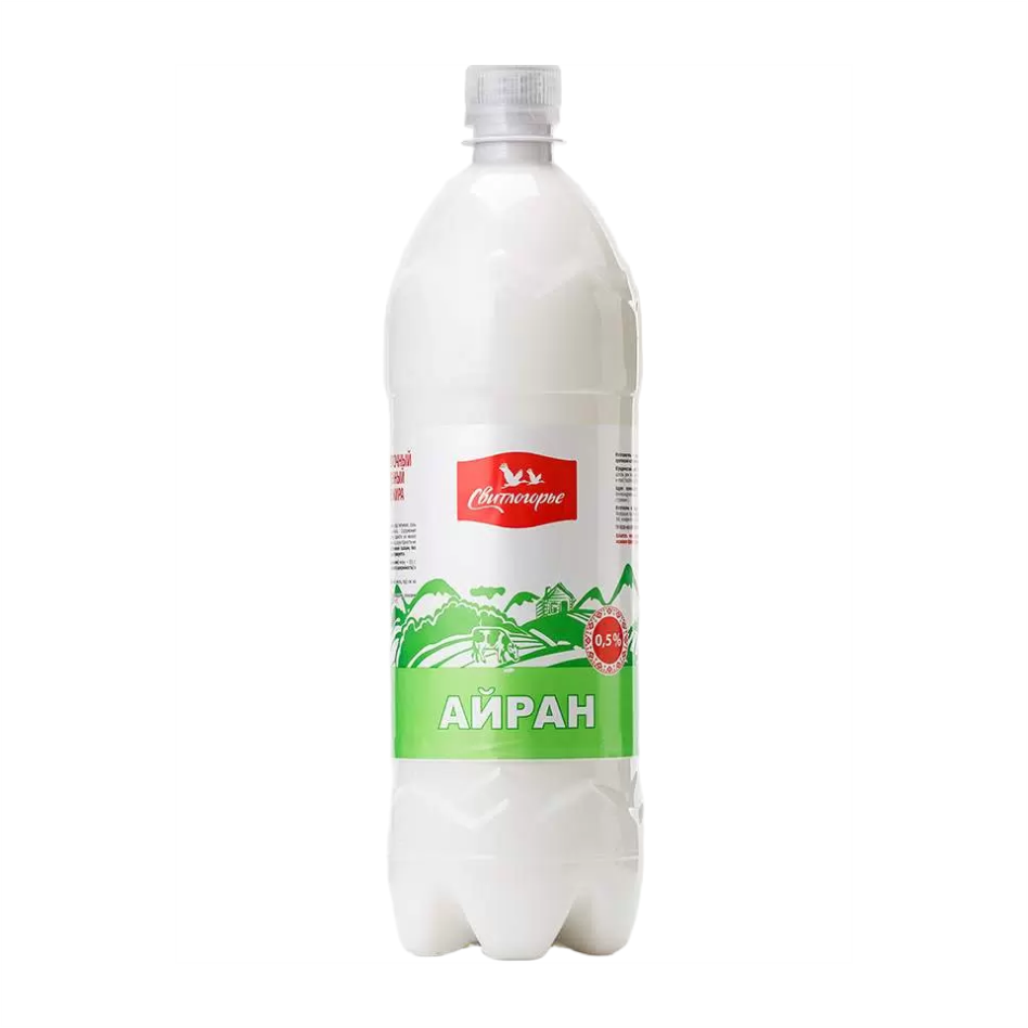Напиток кисломолочный Айран СВИТЛОГОРЬЕ 1л 0,5% обезжиренный ПЭТ 1/9шт