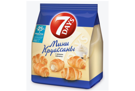 Круассан мини 7 DAYS 200гр С кремом ваниль 1/12шт