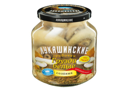 Грибы ЛУКАШИНСКИЕ 340гр Грузди белые соленые ст/б 1/6шт