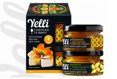 Джем YELLI 100гр Для сыра абрикос/манго ст/б 1/6шт