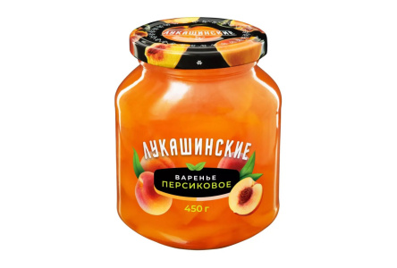 Варенье ЛУКАШИНСКИЕ 450гр Персик ст/б 1/6шт