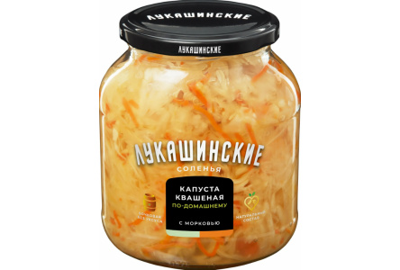 Капуста квашеная Лукашинские 670гр По-домашнему с морковью ст/б 1/6шт