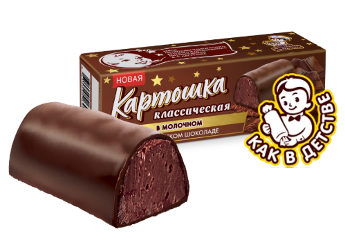 Десерт пироженое ВП ПАСТУХОВ 60гр Картошка классическая/молочный бельгийский шоколад 1/6шт БЗМЖ