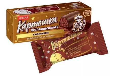 Десерт пироженое ВП ПАСТУХОВ 60гр Картошка безглютеновая/молочный бельгийский шоколад 1/12шт БЗМЖ