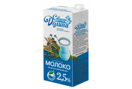 Молоко СЕВЕРНАЯ ДОЛИНА 950мл 2,5% т/п 1/12шт