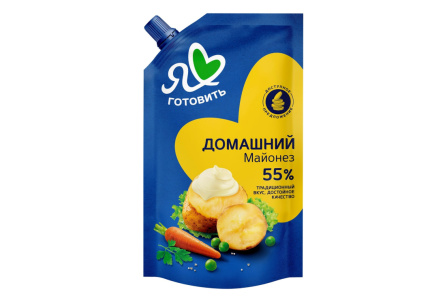 Майонез Я ЛЮБЛЮ ГОТОВИТЬ 200мл Домашний 55 % дой-пак 1/24шт