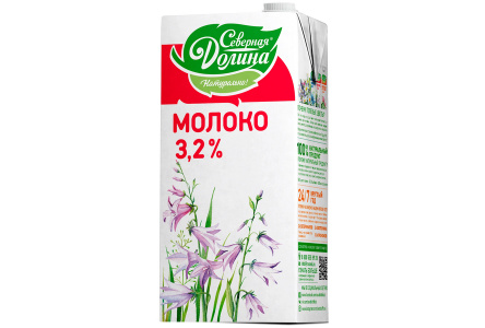 Молоко СЕВЕРНАЯ ДОЛИНА 950мл 3,2% т/п 1/12шт
