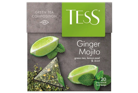 Чай зеленый в пирамидках TESS 20*1,8гр Ginger Mojito байховый 1/12шт