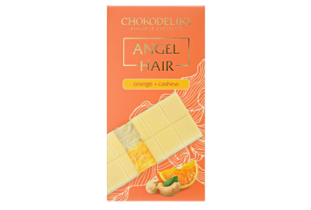 Шоколад CHOKODELIKA ANGEL 150гр белый апельсин/кешью Hair 1/16шт