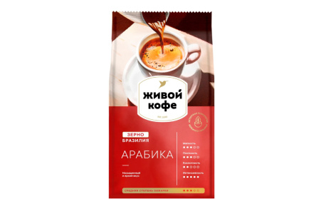 Кофе в зернах ЖИВОЙ КОФЕ 800гр Арабика м/у 1/6шт