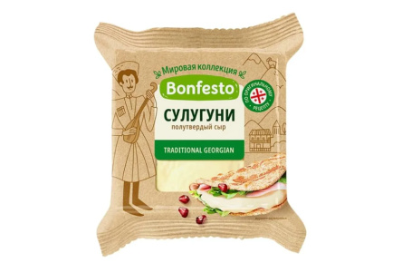 Сыр Bonfesto 200гр 40% Сулугуни 1/6шт