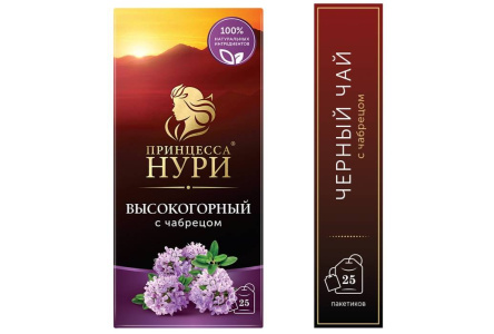 Чай черный в пакетиках ПРИНЦЕССА НУРИ 25*1,8гр Чабрец байховый 1/18шт