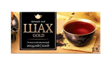 Чай черный в пакетиках ШАХ GOLD 25*2гр Индийский байховый 1/72шт