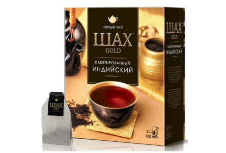 Чай черный в пакетиках ШАХ GOL 100х2гр Индийский байховый 1/18шт