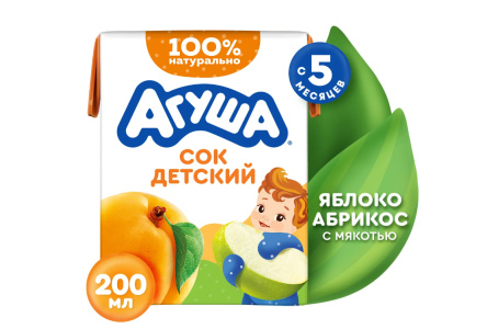 ДП Сок АГУША 200мл Яблоко/абрикос с мякотью с 5 мес 1/18шт