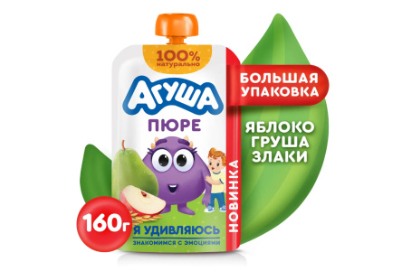 ДП Пюре АГУША 160гр Яблоко/груша/злаки с 8 мес д/п 1/12шт