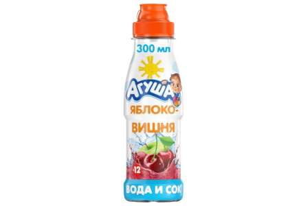 ДП Питьевая вода АГУША 300мл с соком яблоко/вишня с 12 мес 1/6шт