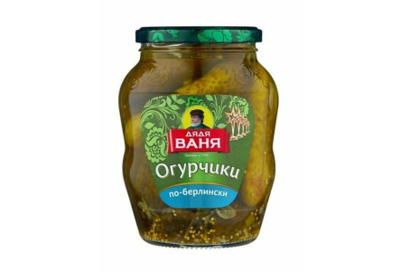 Огурцы ДЯДЯ ВАНЯ 950гр По-берлински маринованные ст/б 1/6шт