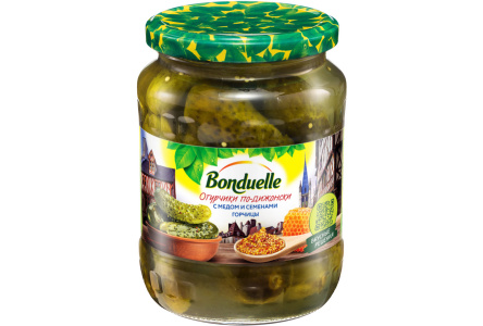 Огурцы BONDUELLE 720мл По-дижонски с медом и семенами горчицы ст/б 1/6шт