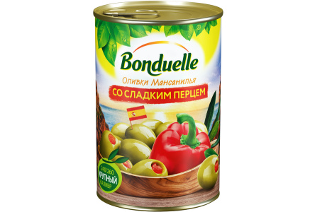 Оливки BONDUELLE 314мл Со сладким перцем ж/б 12шт