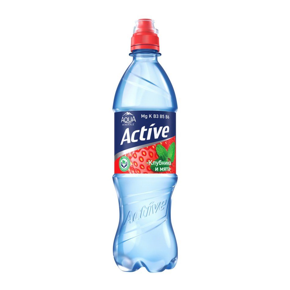 Вода питьевая AQUA MINERALE 0,5л Active Клубника/мята ПЭТ 1/12шт