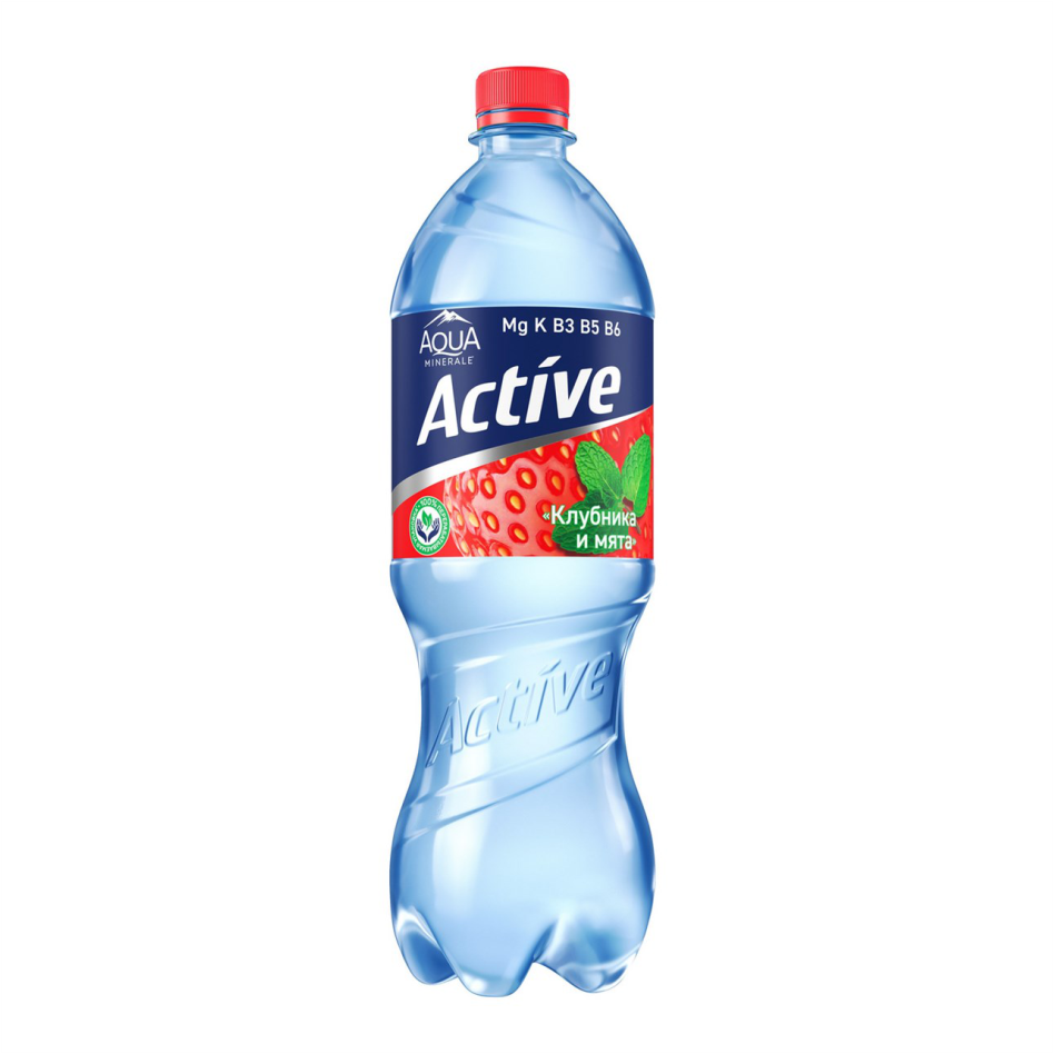 Вода питьевая AQUA MINERALE 1л Active Клубника/мята ПЭТ 1/12шт