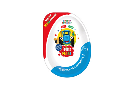 Карамель СИНИЙ ТРАКТОР FRUITLS MAXI 11гр в пластиковом яйце с игрушкой 1/8шт Конфитрейд