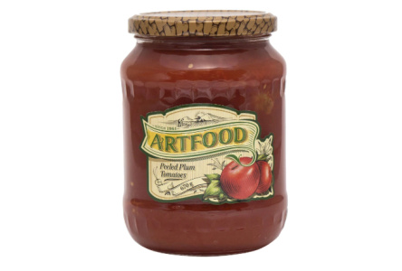 Томаты ARTFOOD 670гр очищенные в с/с ст/б 1/8шт