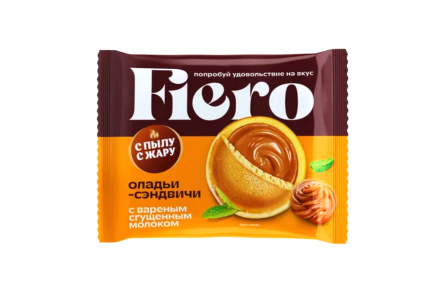 Оладьи сэндвичи FIERO 60гр Вареная сгущенка 1/24шт