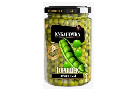 Горошек КУБАНОЧКА 370гр Зеленый ст/б ГОСТ 1/12шт