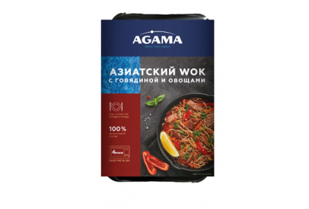 Лапша  AGAMA WOK 250гр Азиатский говядина/овощи 1/8шт