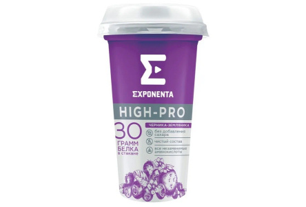 Напиток кисломолочный EXPONENTA HIGH-PRO 250гр Черника/земляника 30гр белка 1/6шт Беларусь БЗМЖ