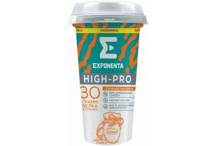 Напиток кисломолочный EXPONENTA HIGH-PRO 250гр Соленая карамель 30гр белка 1/6шт Беларусь БЗМЖ