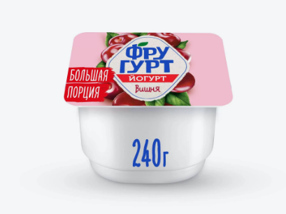 Йогурт ФРУГУРТ 240гр 2% Вишня 1/12шт Продукт без заменителя молочного жира