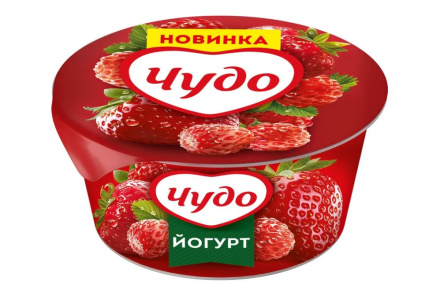 Йогурт ЧУДО 130гр 2% Клубника/земляника 1/8шт Продукт без заменителя молочного жира