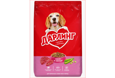 Корм д/взр собак ДАРЛИНГ 500гр Мясо/овощи 1/12шт
