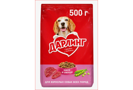 Корм д/взр собак ДАРЛИНГ 500гр Птица/овощи 1/12шт